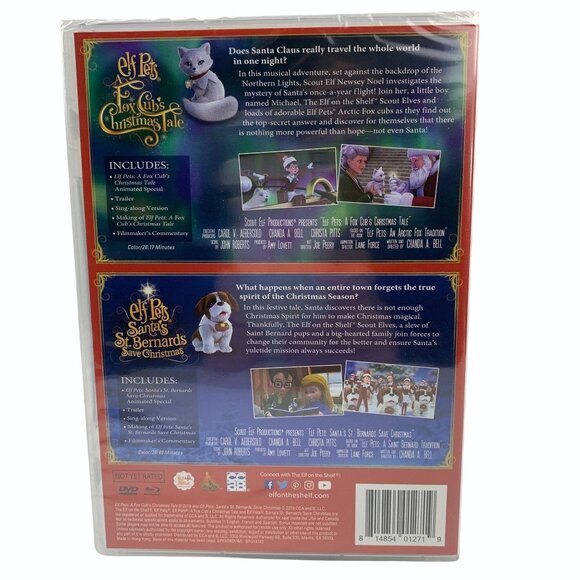 Elf Pets 2 in 1 Christmas DVD & Blu-Ray Fox Cub & St. Bernard New & Sealed - Picture 2 of 3